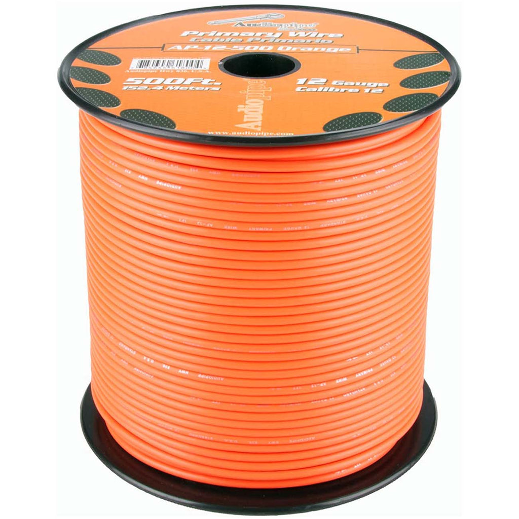 Audiopipe Primary Wire 12-Gauge 500 Foot Spool – Orange