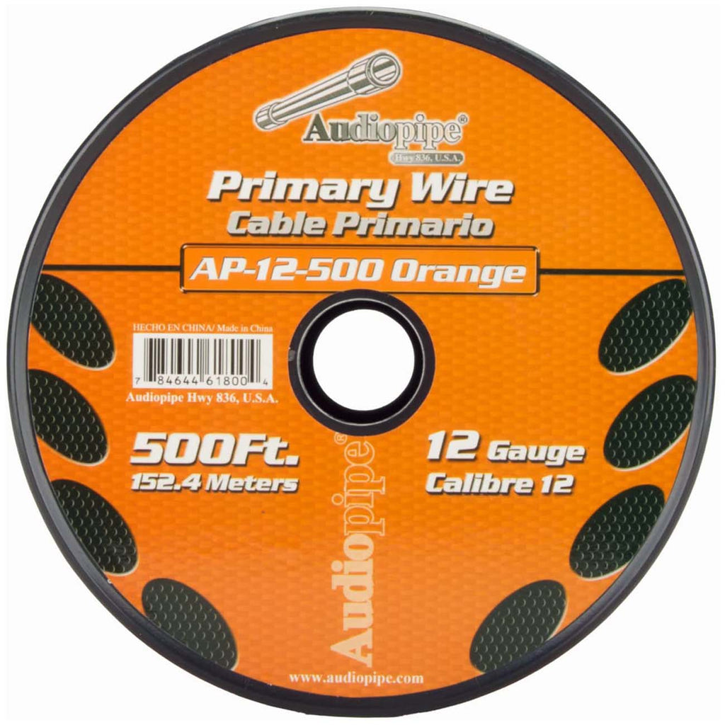 Audiopipe Primary Wire 12-Gauge 500 Foot Spool – Orange