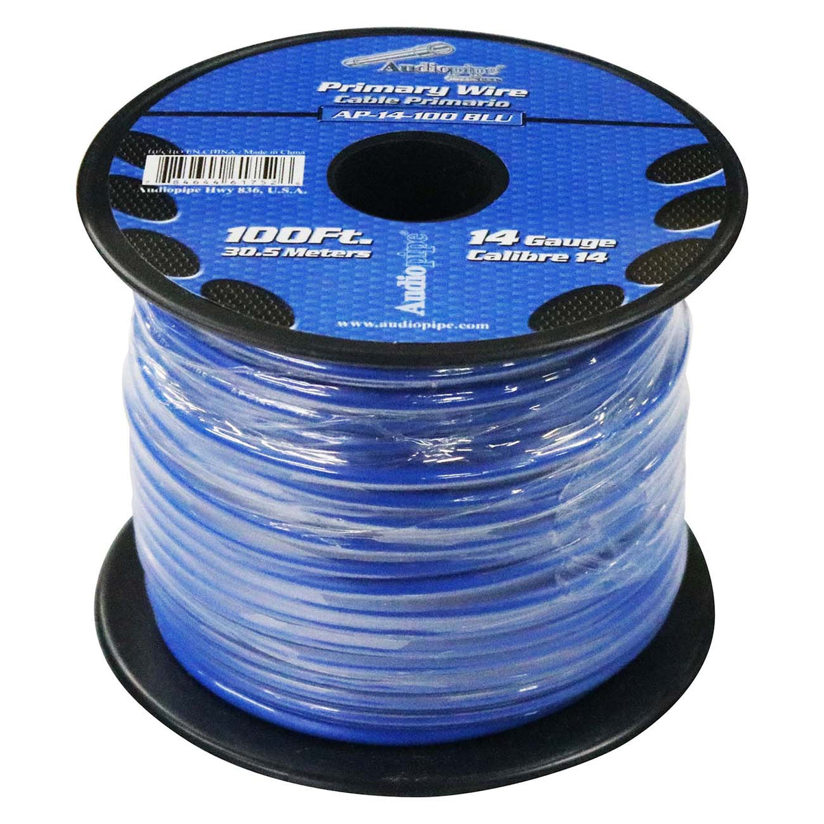 Audiopipe Primary Wire 14-Gauge 100 Foot Spool – Blue