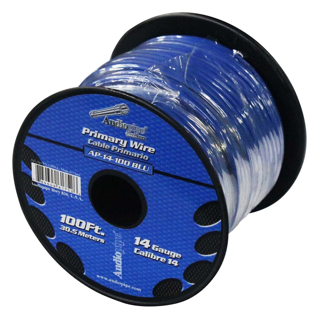 Audiopipe Primary Wire 14-Gauge 100 Foot Spool – Blue