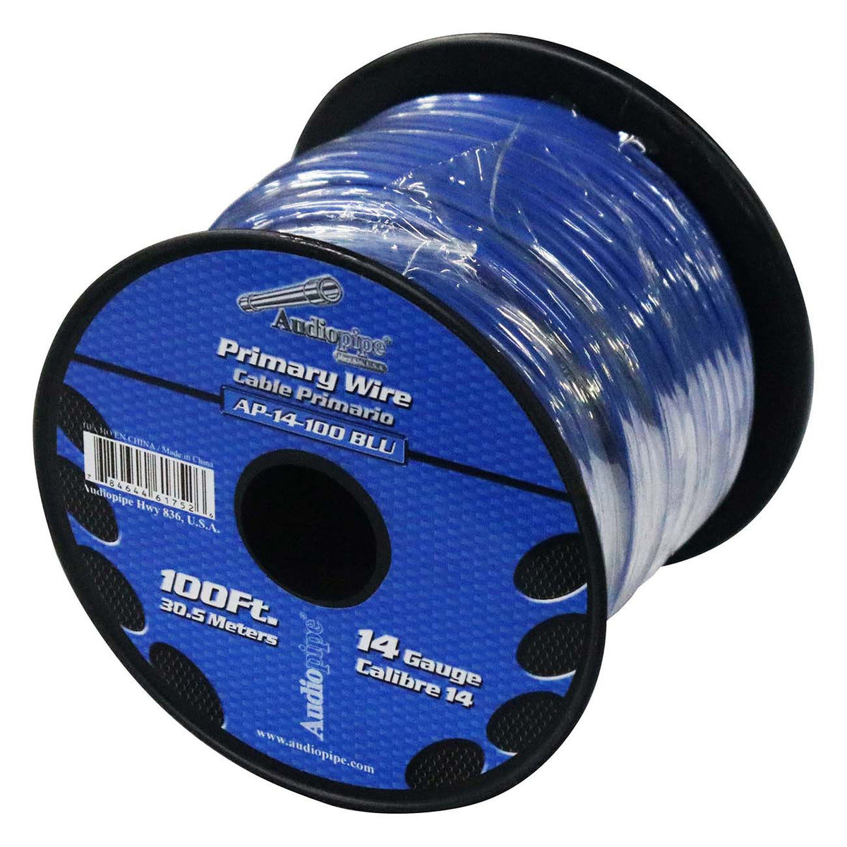 Audiopipe Primary Wire 14-Gauge 100 Foot Spool – Blue