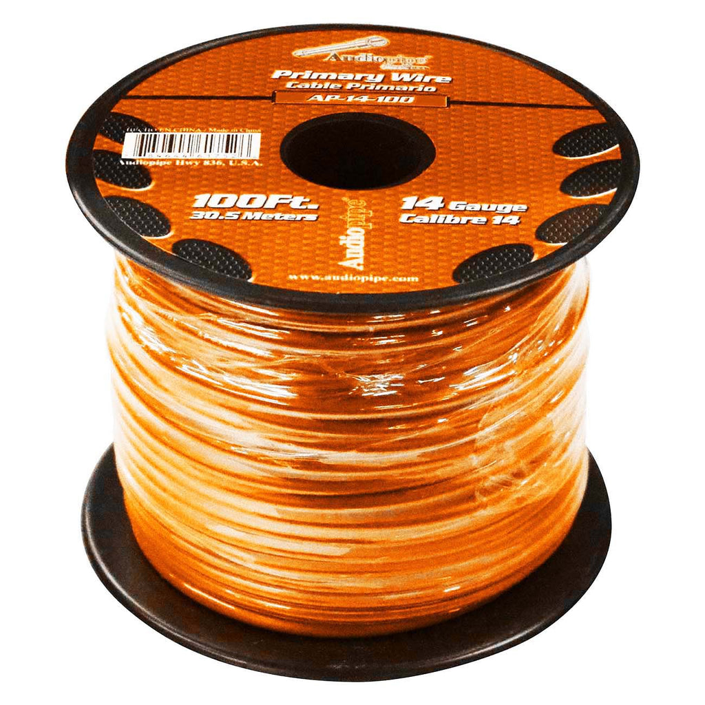 Audiopipe Primary Wire 14-Gauge 100 Foot Spool – Orange