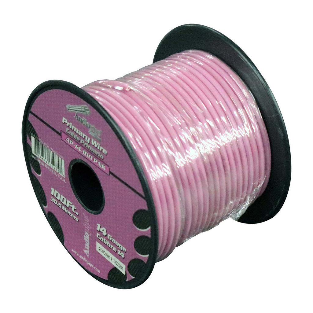 Audiopipe Primary Wire 14-Gauge 100 Foot Spool – Pink