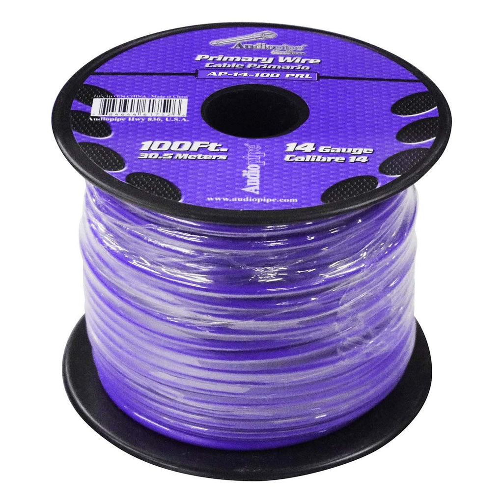 Audiopipe Primary Wire 14-Gauge 100 Foot Spool – Purple