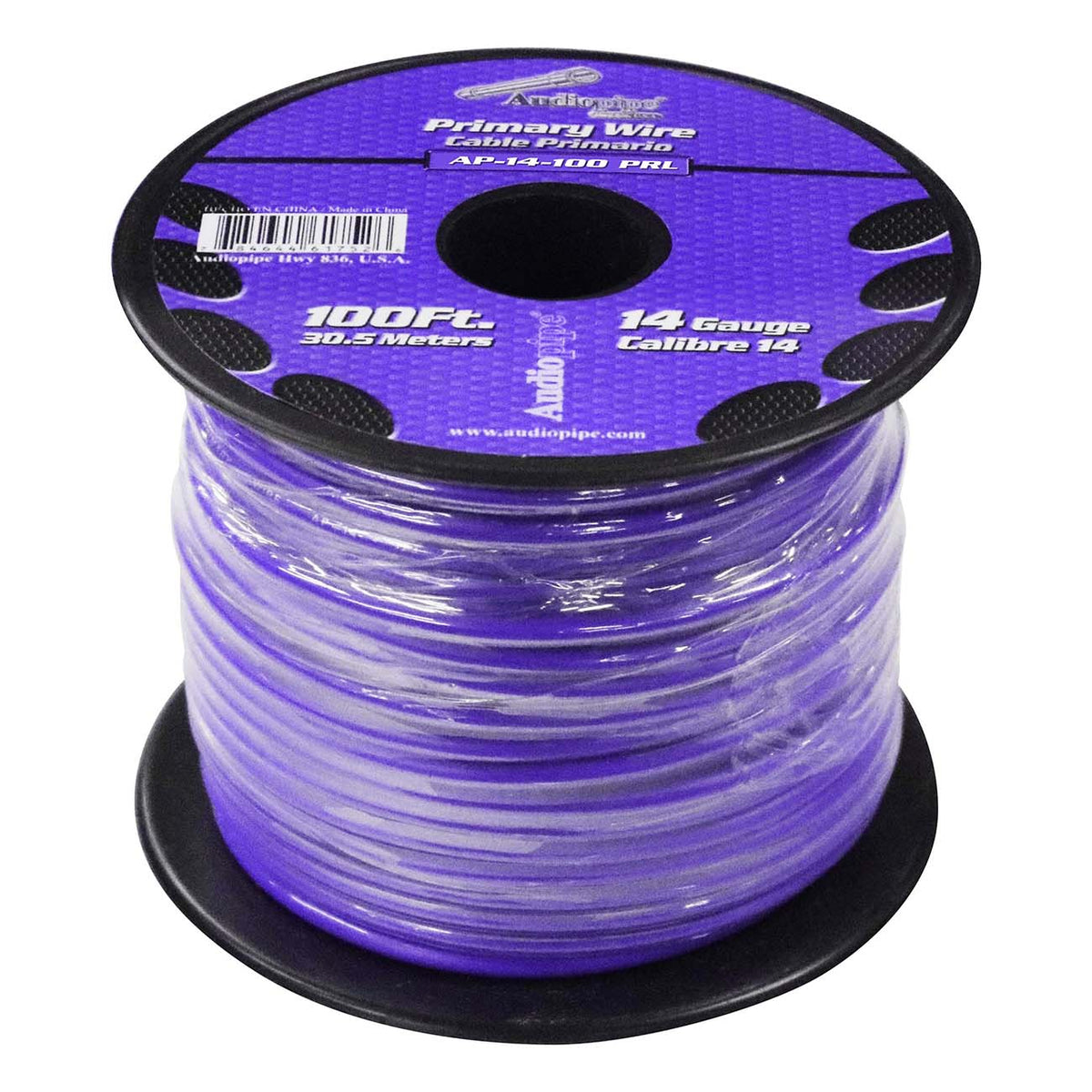 Audiopipe Primary Wire 14-Gauge 100 Foot Spool – Purple