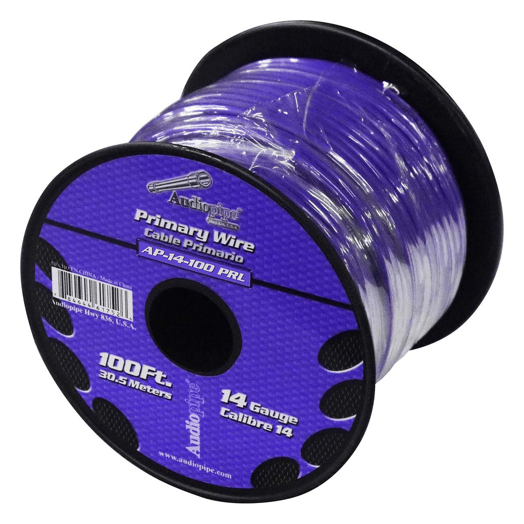 Audiopipe Primary Wire 14-Gauge 100 Foot Spool – Purple