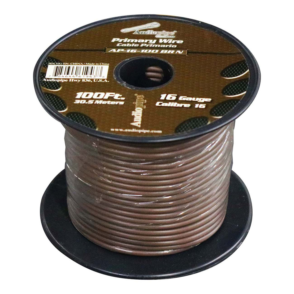 Audiopipe Primary Wire 16-Gauge 100 Foot Spool – Brown