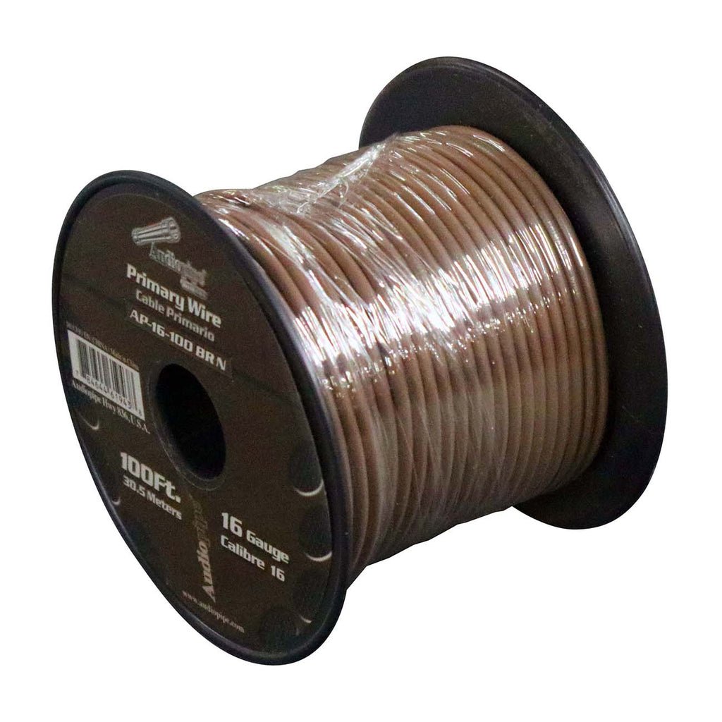 Audiopipe Primary Wire 16-Gauge 100 Foot Spool – Brown