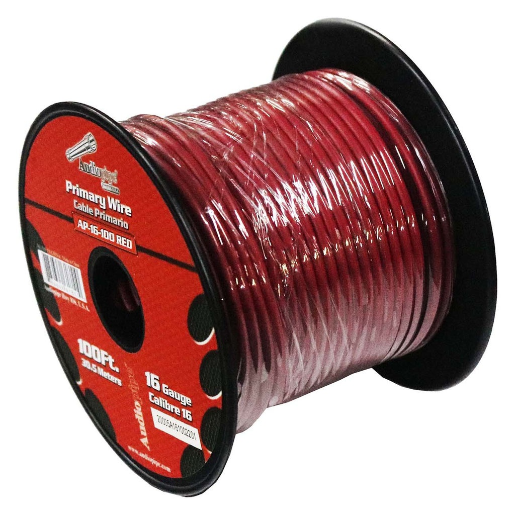 Audiopipe Primary Wire 16-Gauge 100 Foot Spool – Red