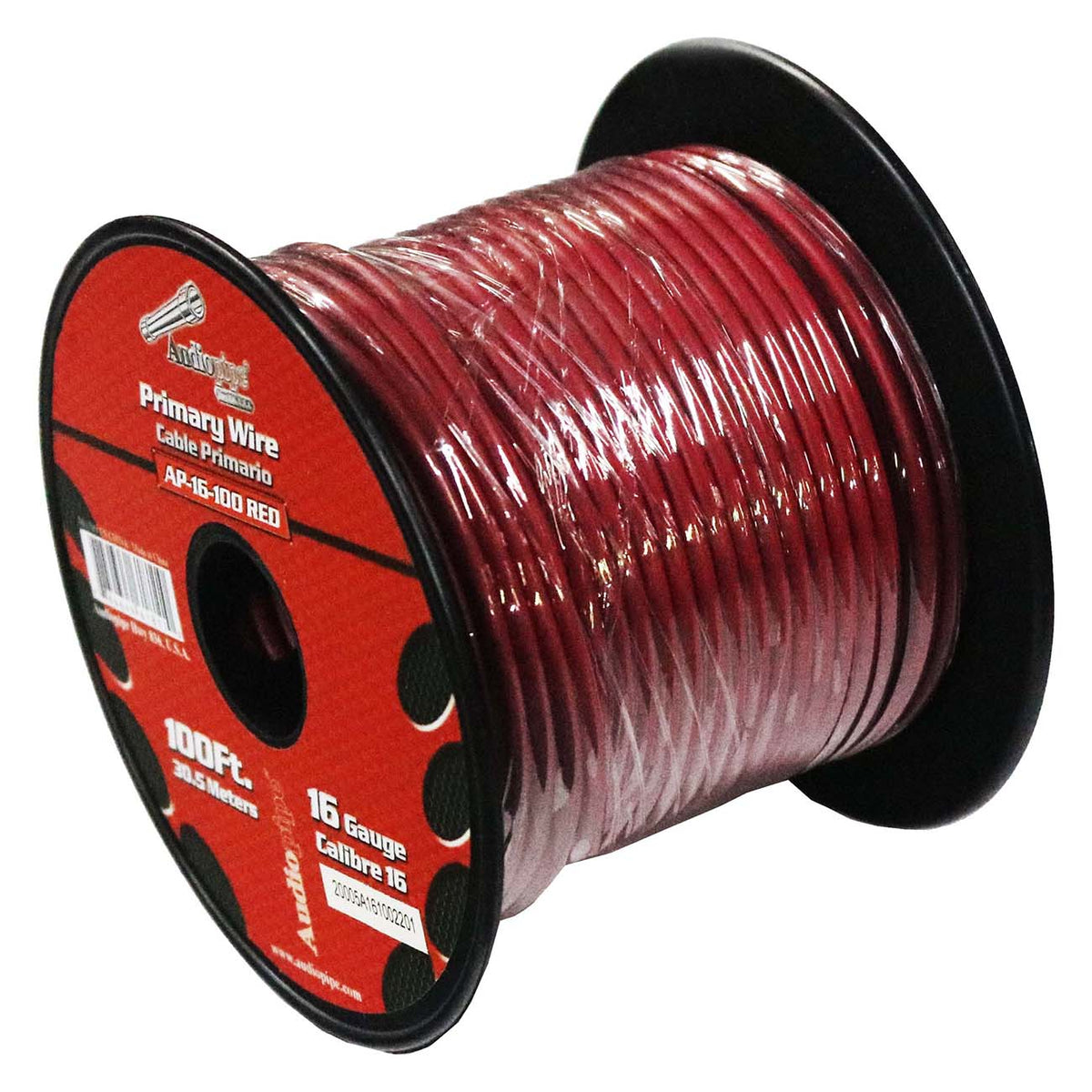 Audiopipe Primary Wire 16-Gauge 100 Foot Spool – Red
