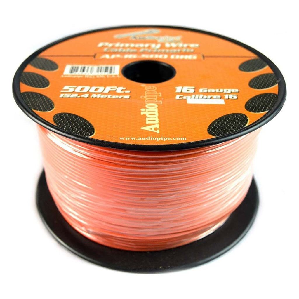 Audiopipe Primary Wire 16-Gauge 500 Foot Spool – Orange