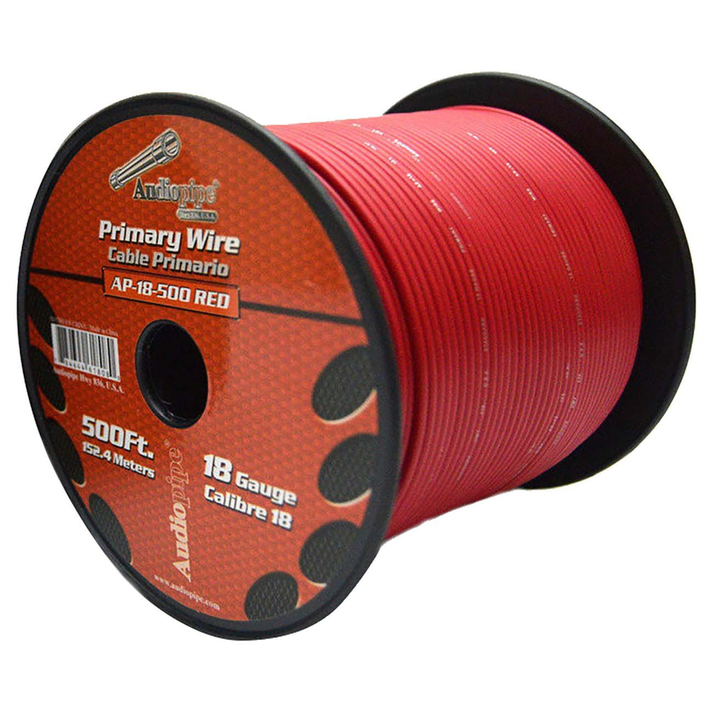 Audiopipe Primary Wire 18-Gauge 500 Foot Spool – Red