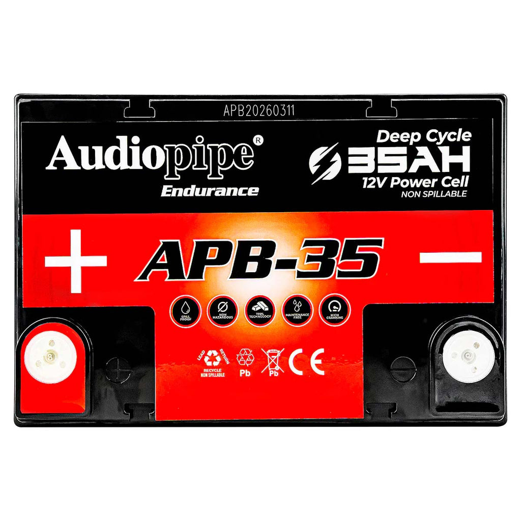 Audiopipe 12 Volt AGM Deep Cycle Power Cell Battery 35AH