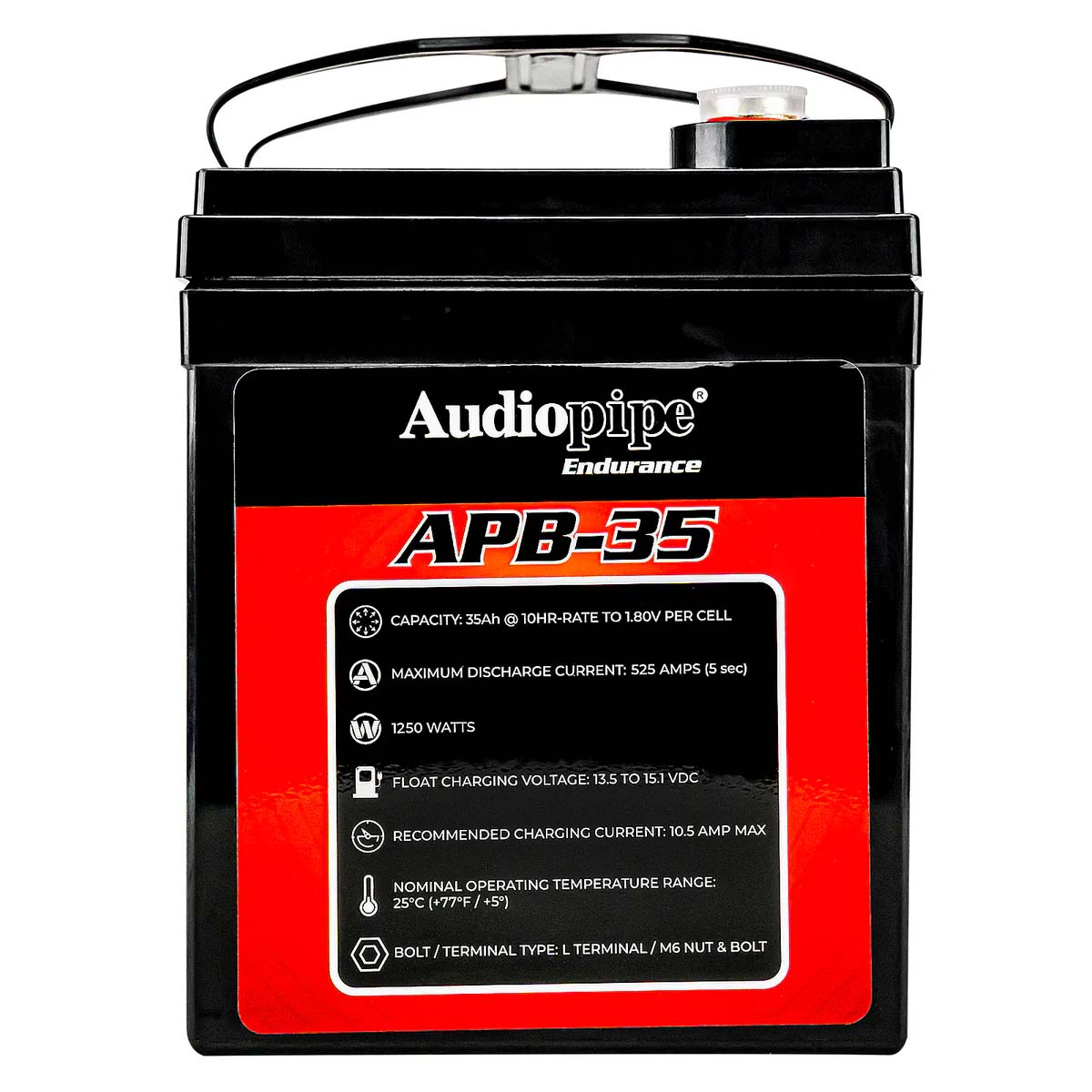 Audiopipe 12 Volt AGM Deep Cycle Power Cell Battery 35AH