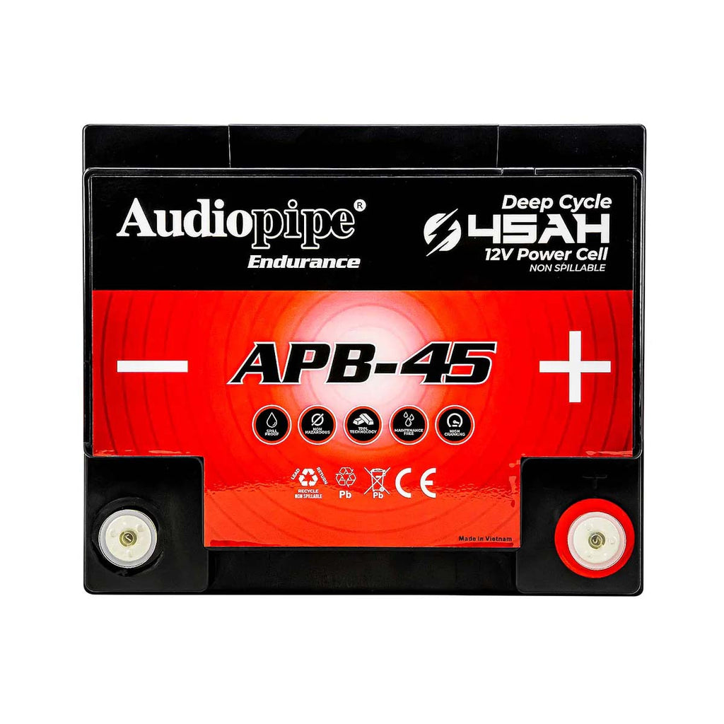 Audiopipe 12 Volt AGM Deep Cycle Power Cell Battery 45AH