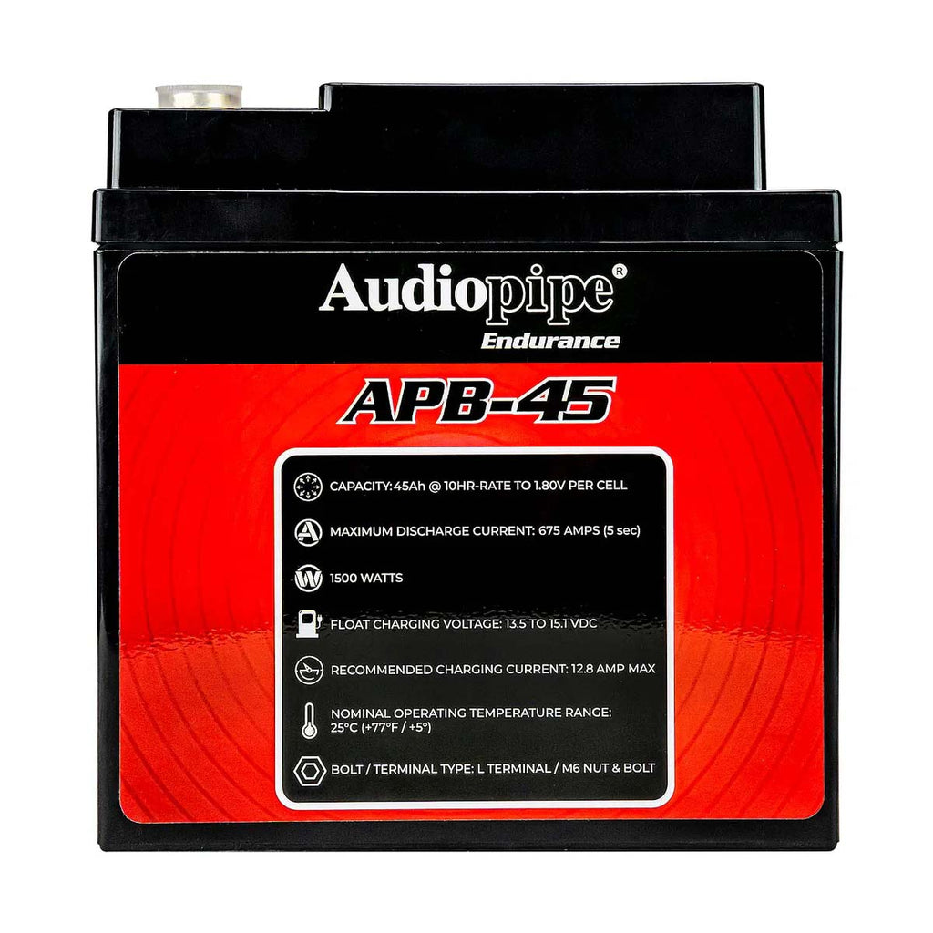 Audiopipe 12 Volt AGM Deep Cycle Power Cell Battery 45AH