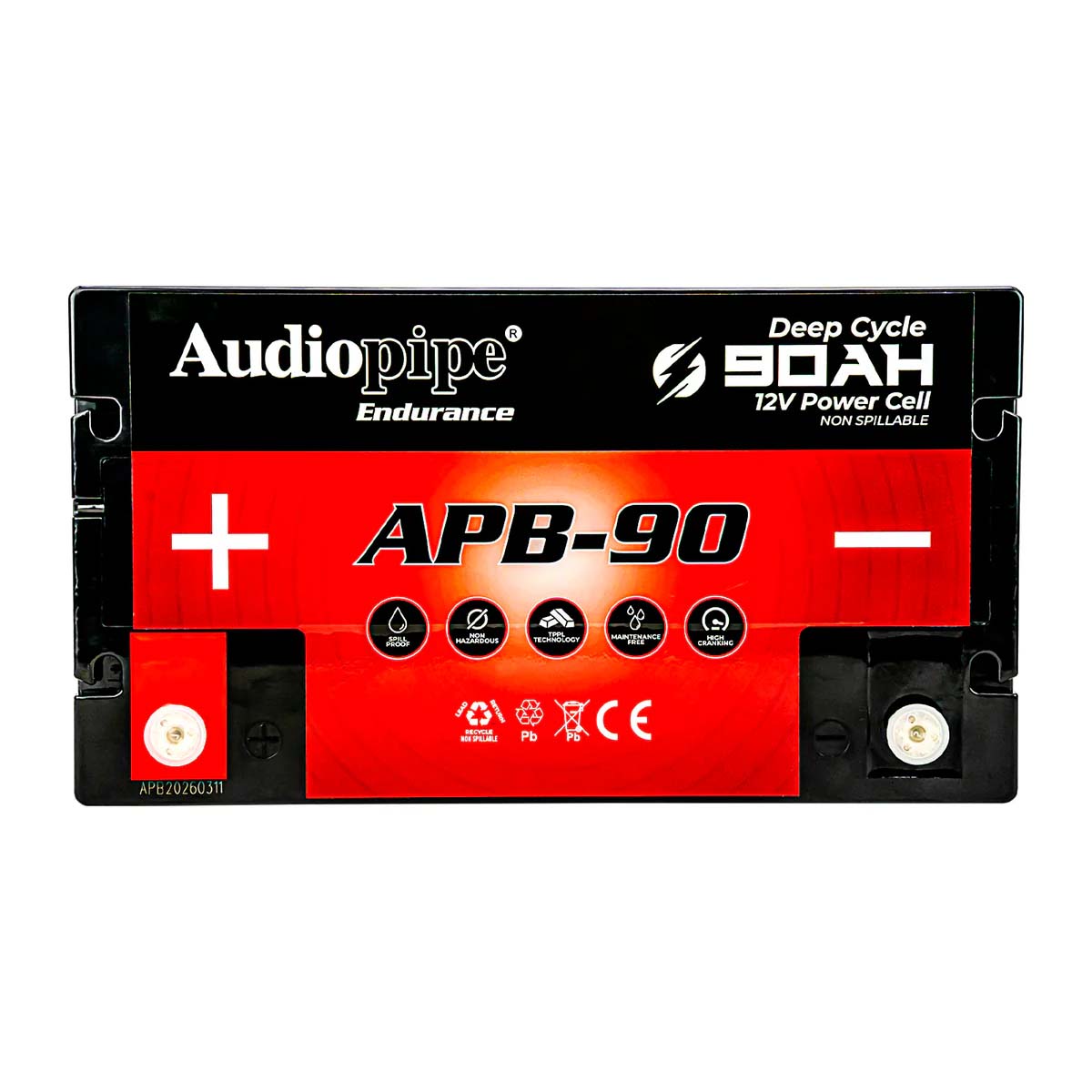 Audiopipe 12 Volt AGM Deep Cycle Power Cell Battery 90AH