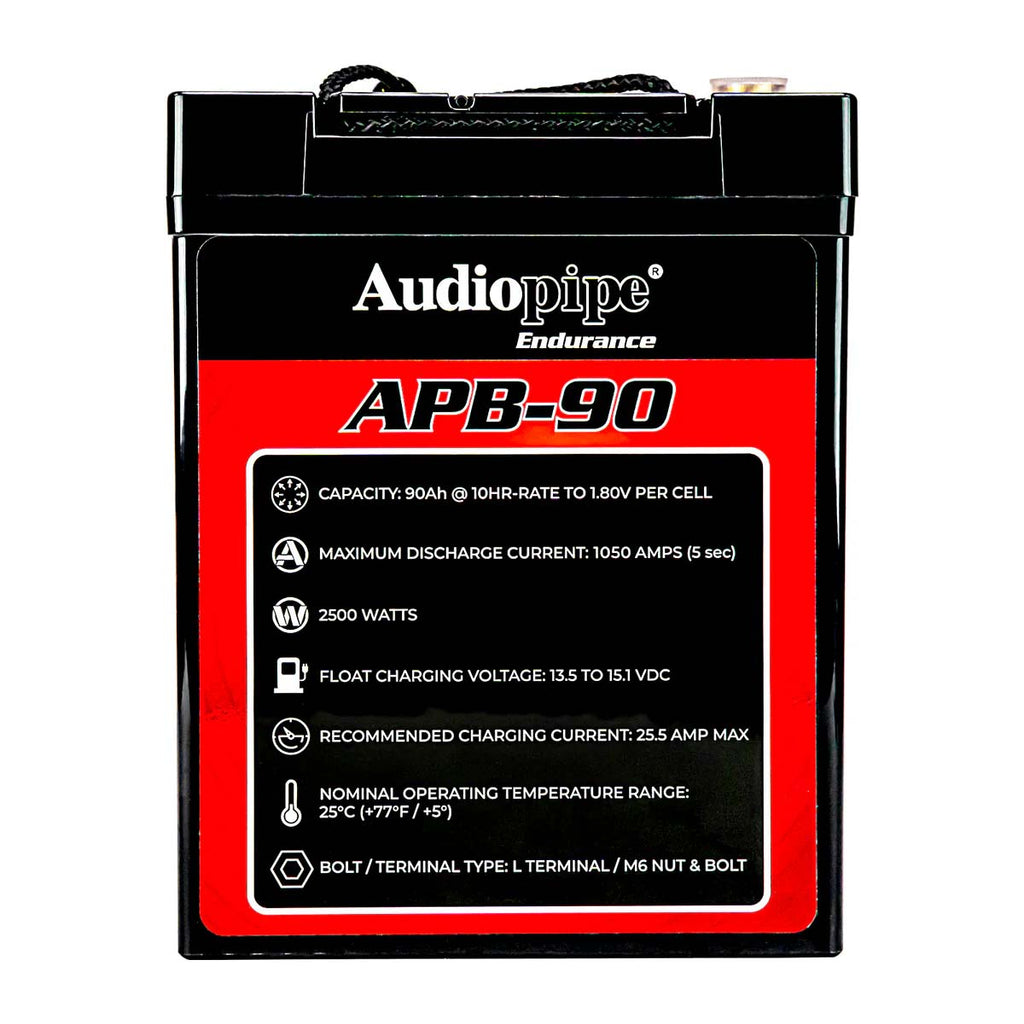 Audiopipe 12 Volt AGM Deep Cycle Power Cell Battery 90AH