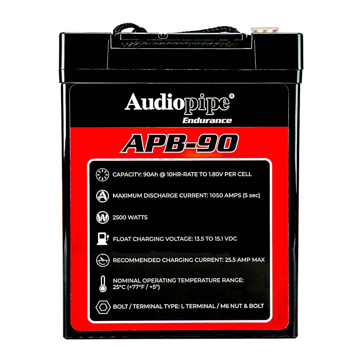 Audiopipe 12 Volt AGM Deep Cycle Power Cell Battery 90AH