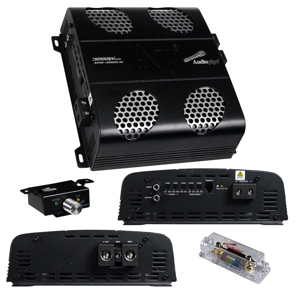 Audiopipe Full Range Class D Monoblock Amplifier, 3000 Watts