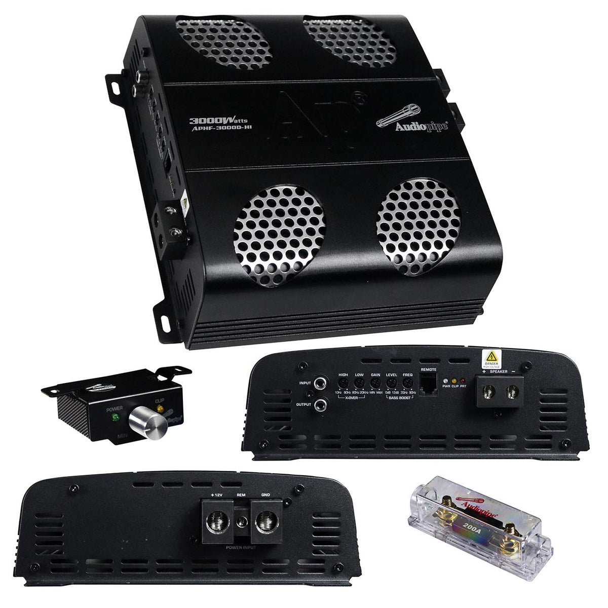 Audiopipe Full Range Class D Monoblock Amplifier, 3000 Watts
