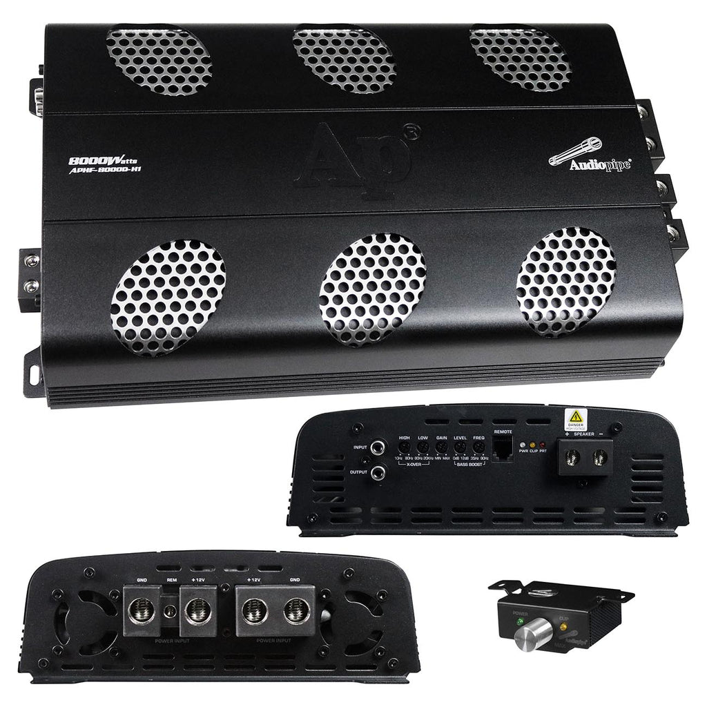 Audiopipe Full Range Class D Monoblock Amplifier, 8000 Watts