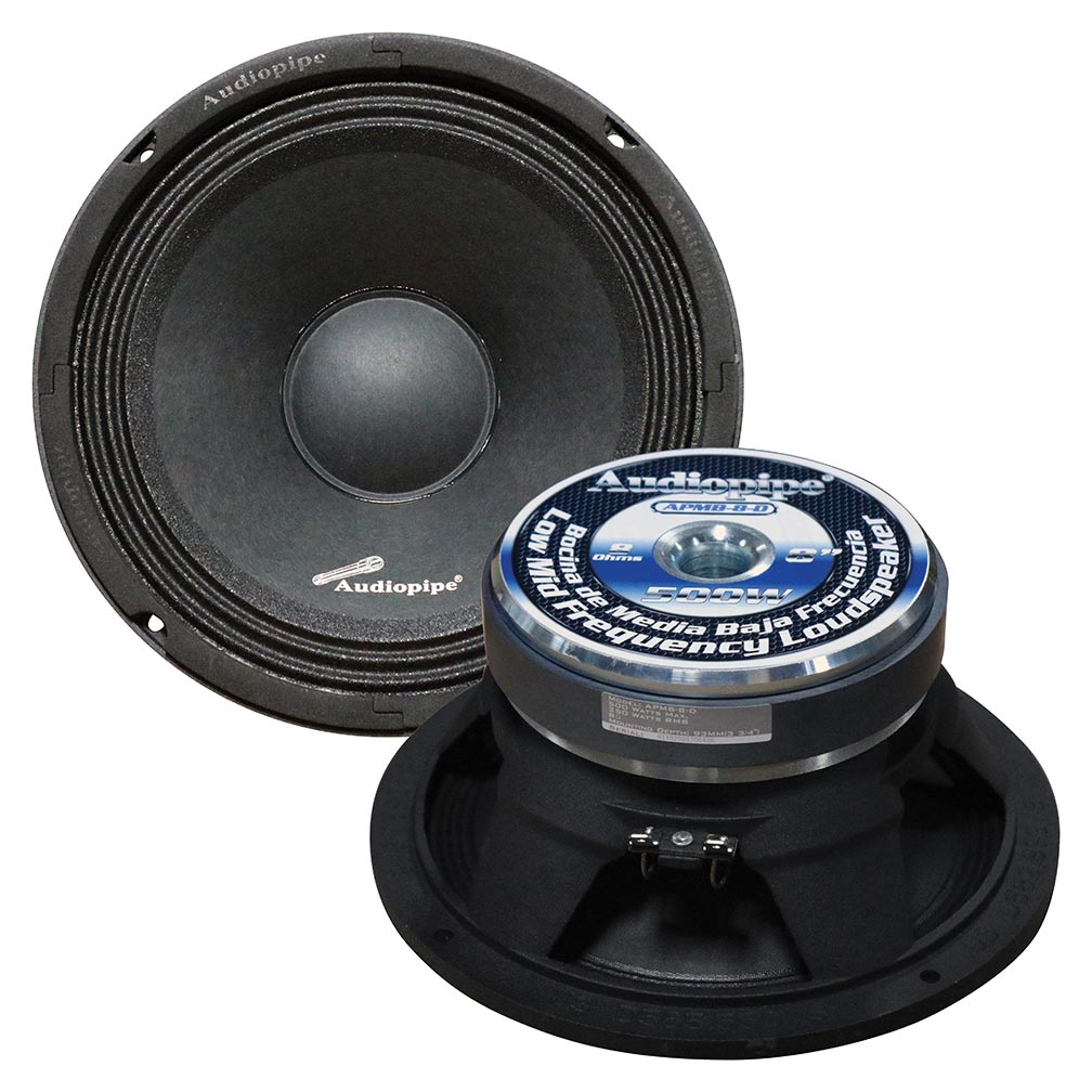 Audiopipe 8" Low Midbass, 8 Ohm, 250W RMS / 500W Max