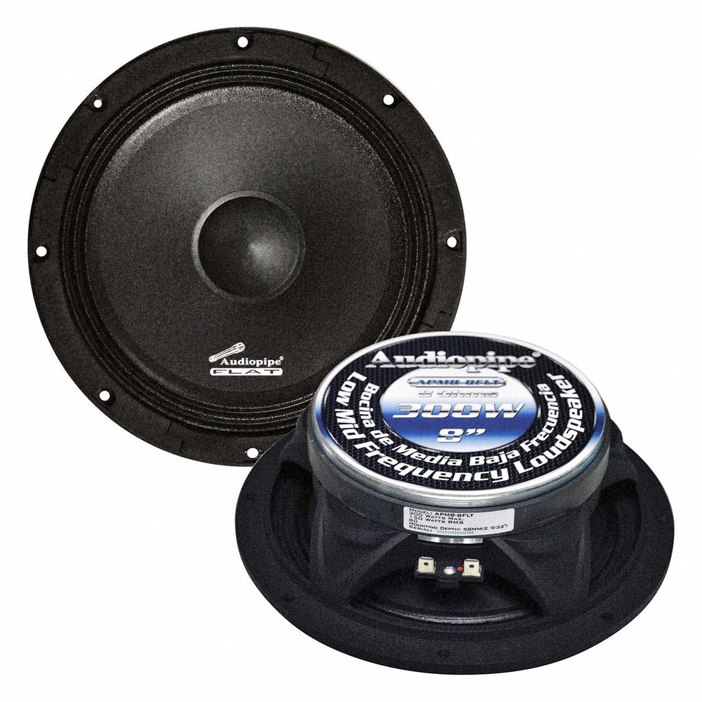 Audiopipe 8" Shallow Mount Low Mid Frequency Speaker, 150W RMS/300W Max, 8 Ohm