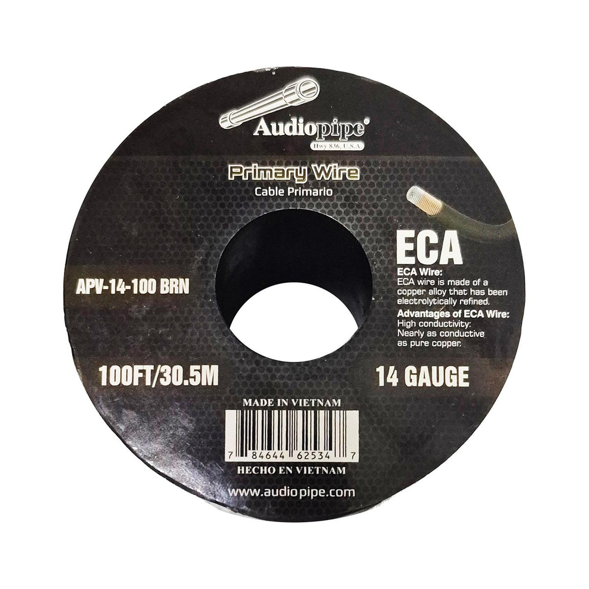 Audiopipe Flexible ECA Primary Wire 14 Gauge 100 Foot Spool – Brown
