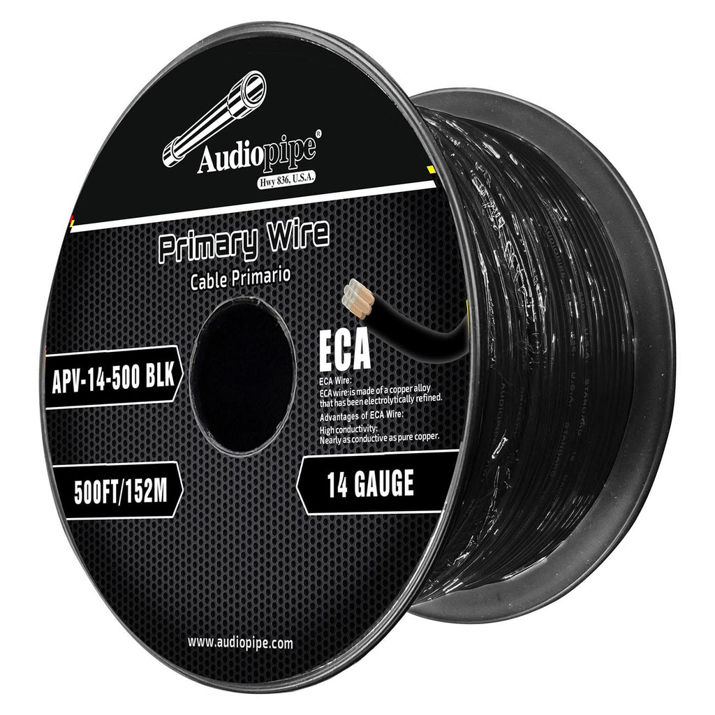 Audiopipe Flexible ECA Primary Cable 14 Gauge 500 Foot – Black