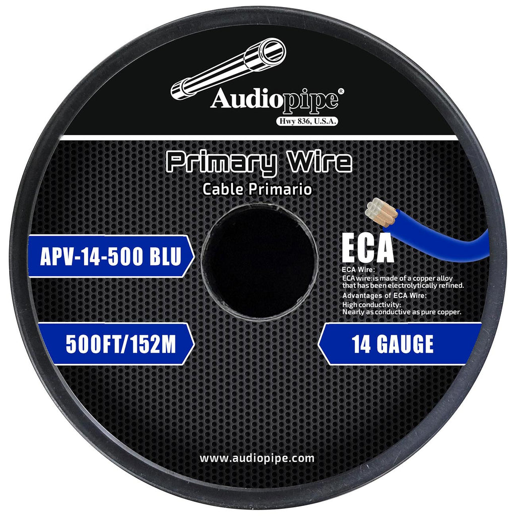 Audiopipe Flexible ECA Primary Cable 14 Gauge 500 Foot – Blue