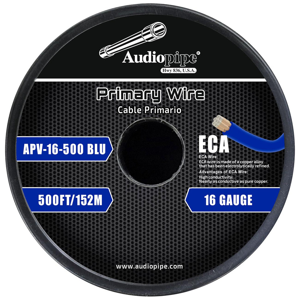 Audiopipe Flexible ECA Primary Cable 16 Gauge 500 Foot – Blue