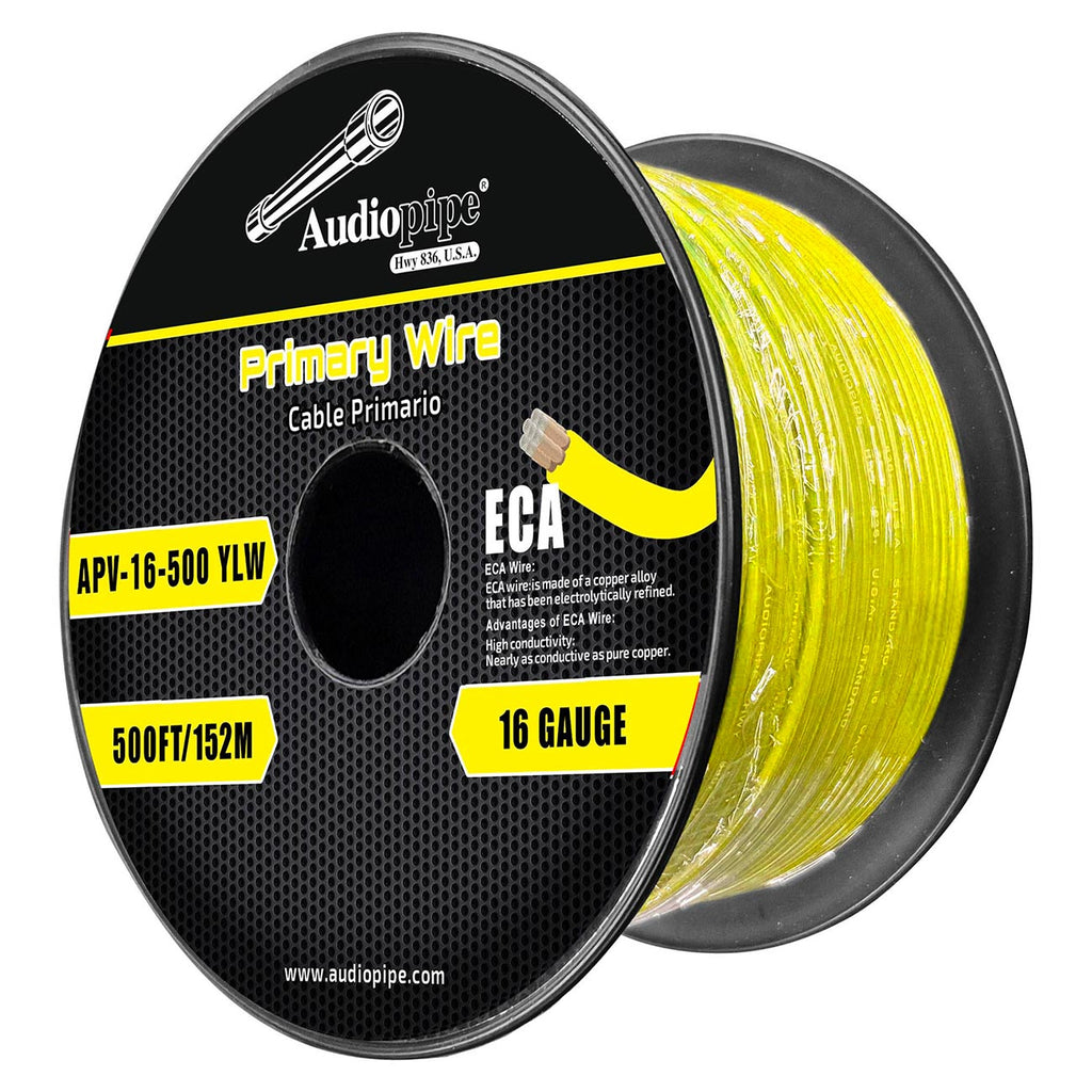 Audiopipe Flexible ECA Primary Cable 16 Gauge 500 Foot – Yellow