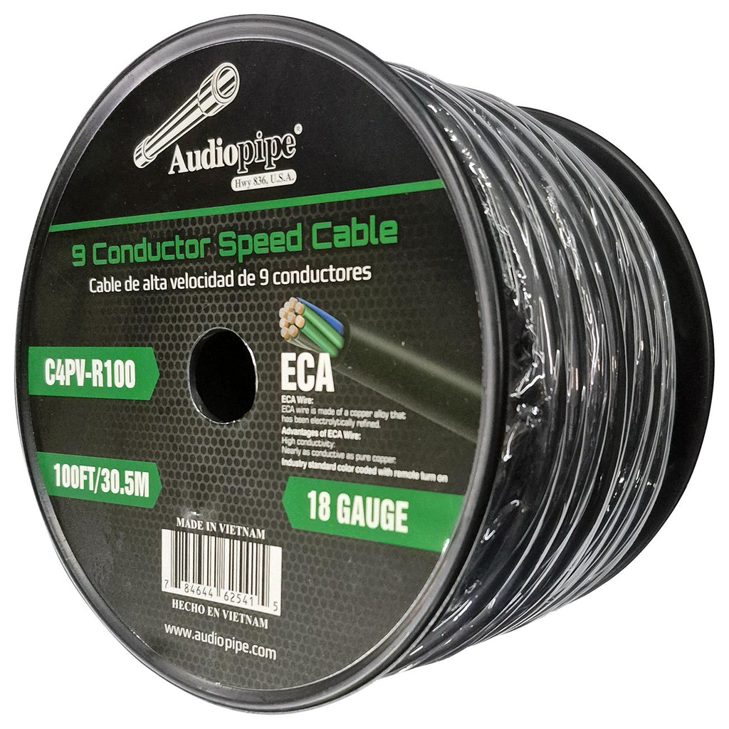 Audiopipe “Speed Cable” 9 Conductor 18-Gauge, 100 Feet Speed Cable