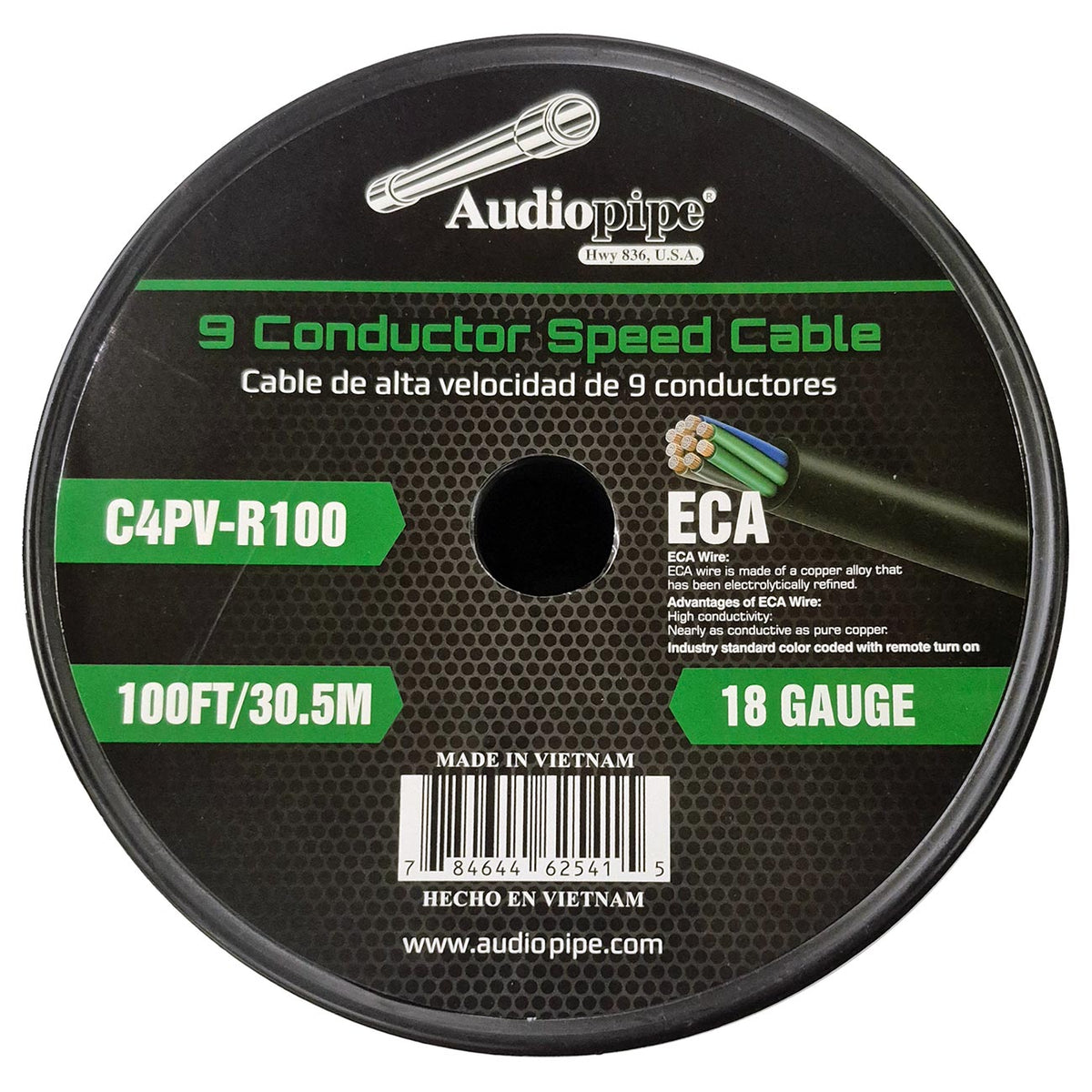 Audiopipe “Speed Cable” 9 Conductor 18-Gauge, 100 Feet Speed Cable