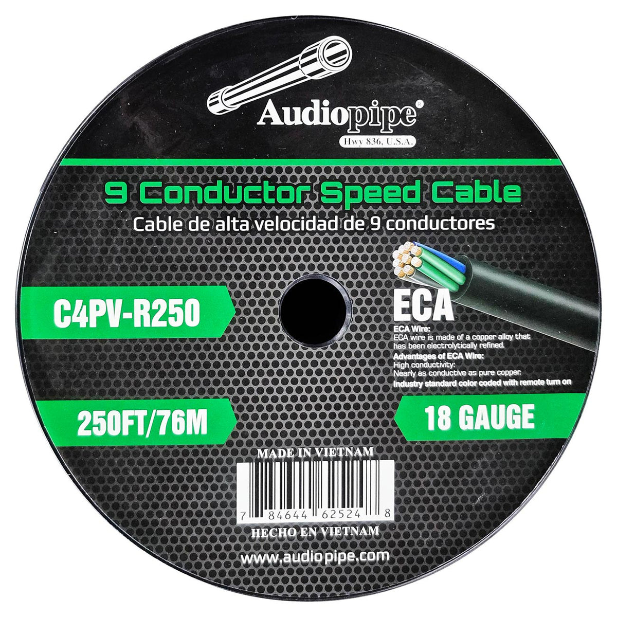 Audiopipe “Speed Cable” 9 Conductor 18-Gauge, 250 Feet Speed Cable