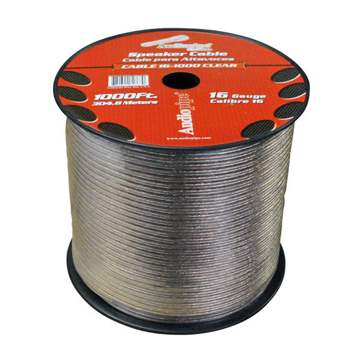 Audiopipe Speaker Wire 16-Gauge 1000 Foot Spool – Clear Insulation