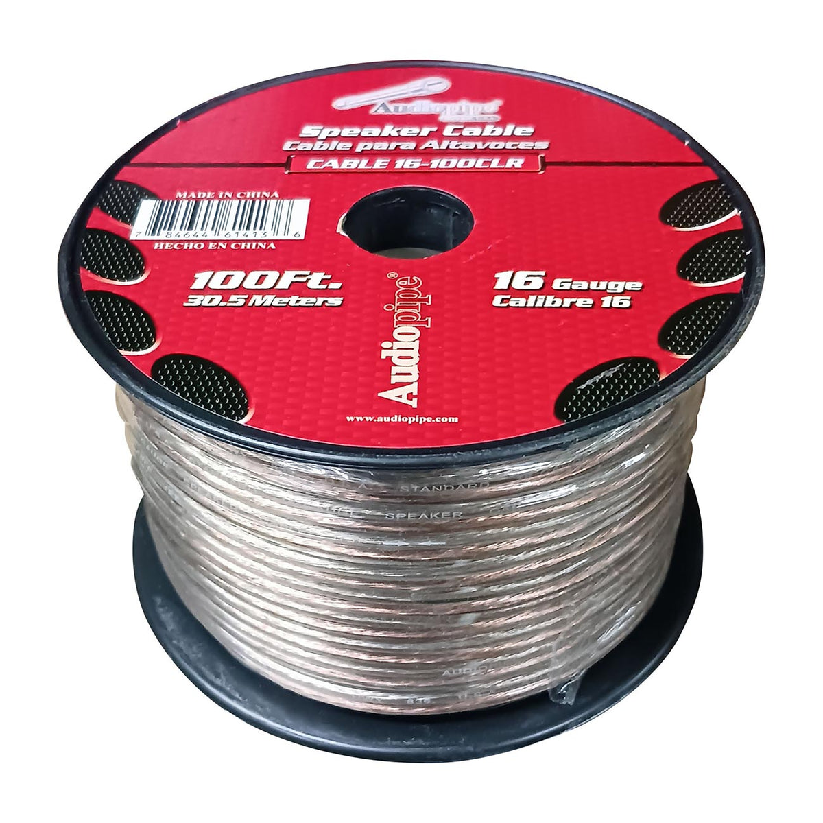 Audiopipe Speaker Wire 16-Gauge 100 Foot Spool – Clear Insulation