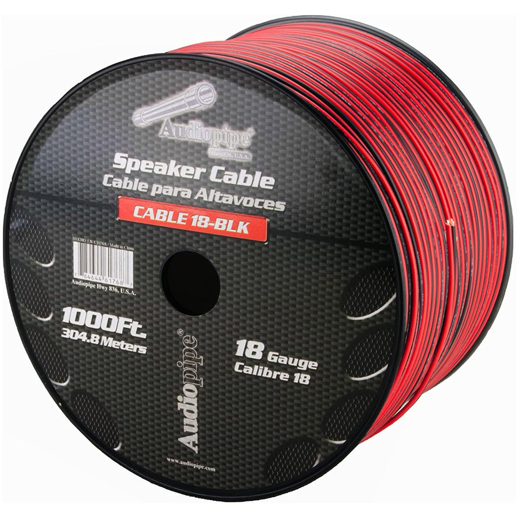 Audiopipe Speaker Wire 18-Gauge 1000 Foot Spool – Black/Red