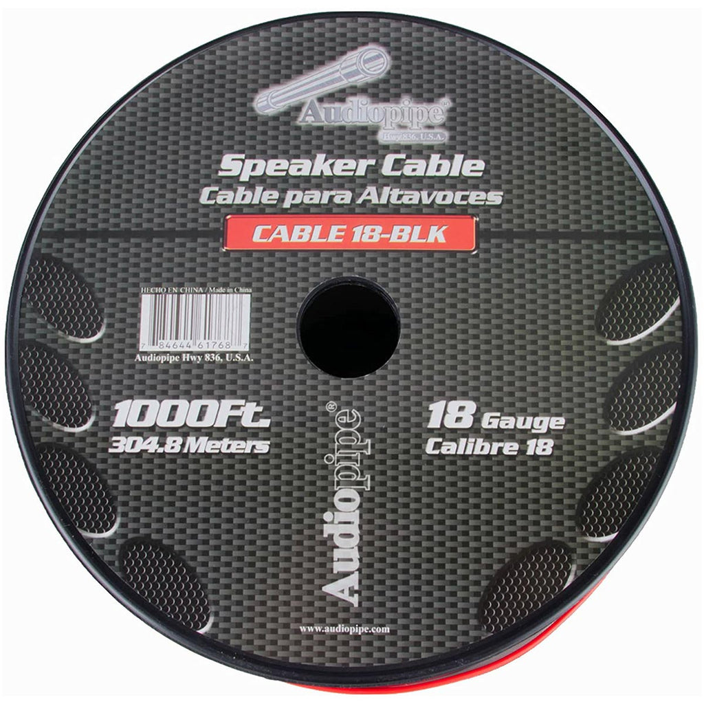 Audiopipe Speaker Wire 18-Gauge 1000 Foot Spool – Black/Red