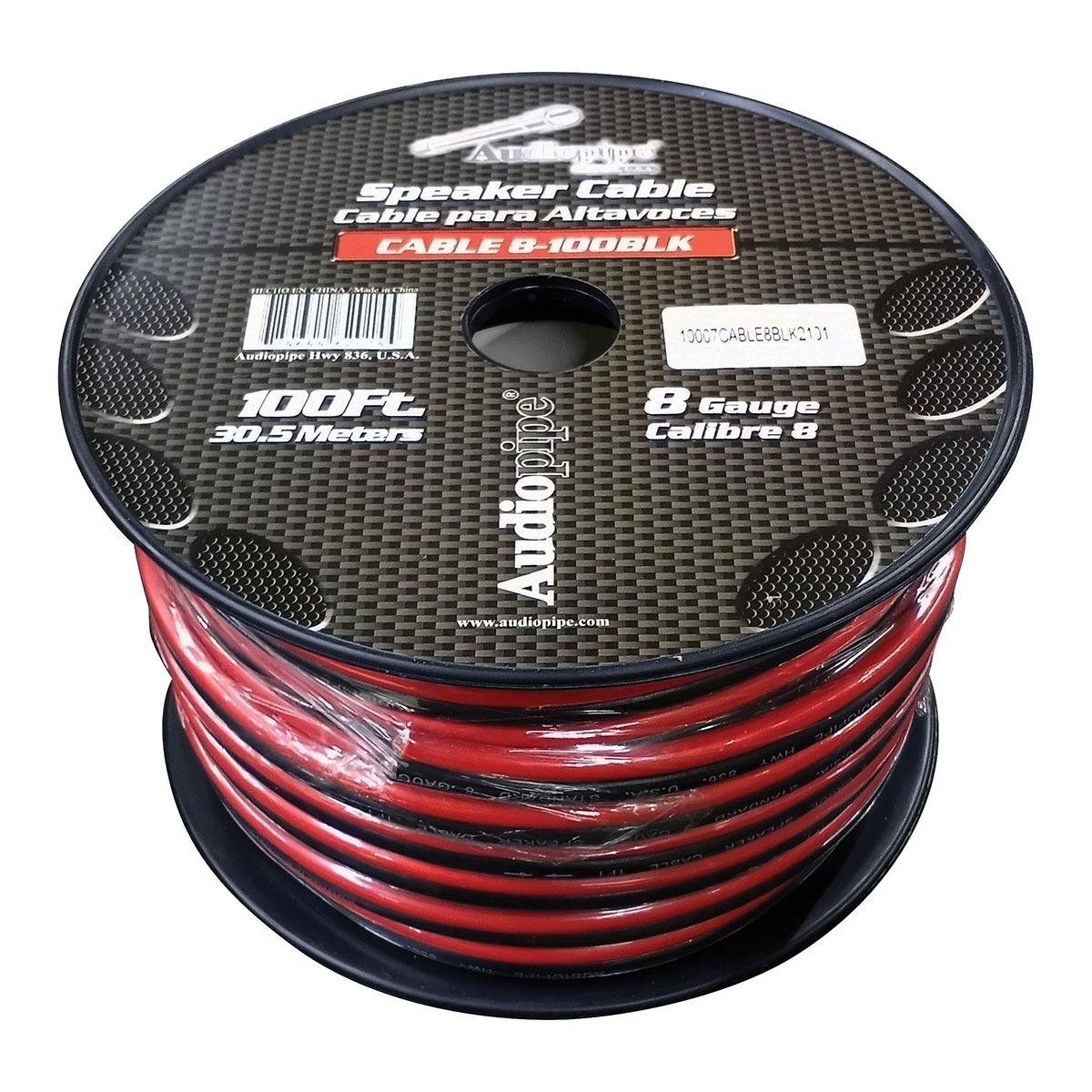 Audiopipe Speaker Wire 8-Gauge 100 Foot Spool – Black/Red