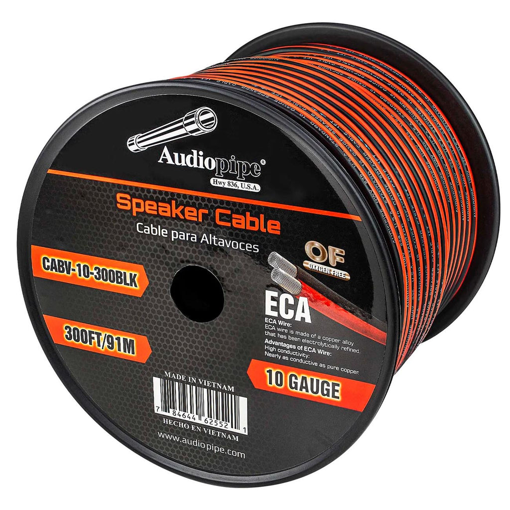 Audiopipe CCA Speaker Wire 10 Gauge 300 Foot Roll – Red/Black