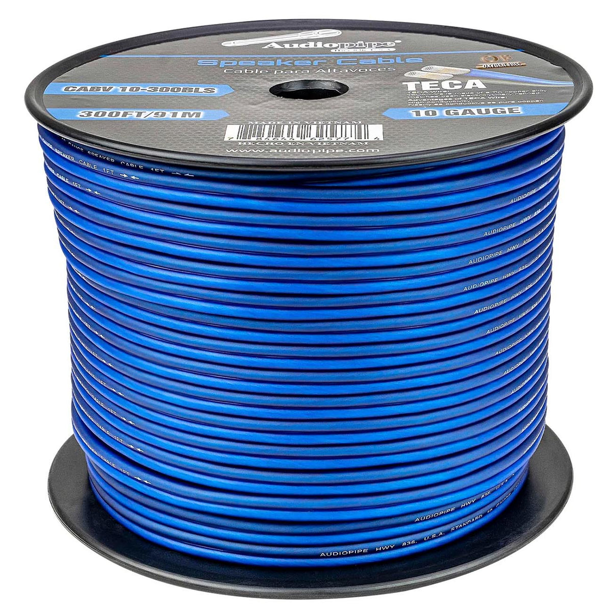 Audiopipe CCA Speaker Wire 10 Gauge 300 Foot Roll – BLUE/SILVER