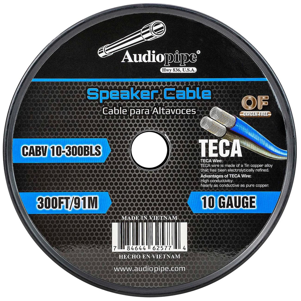 Audiopipe CCA Speaker Wire 10 Gauge 300 Foot Roll – BLUE/SILVER