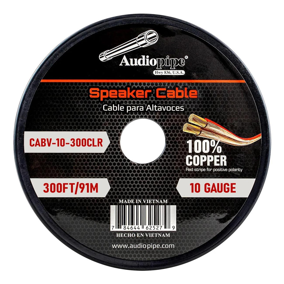 Audiopipe CCA Speaker Wire 10 Gauge 300 Foot Roll – Clear PVC