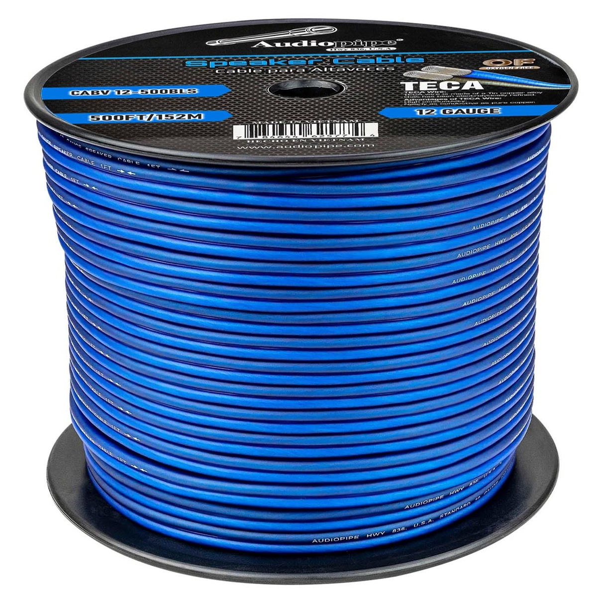 Audiopipe CCA Speaker Wire 12 Gauge 500 Foot Roll – BLUE/SILVER