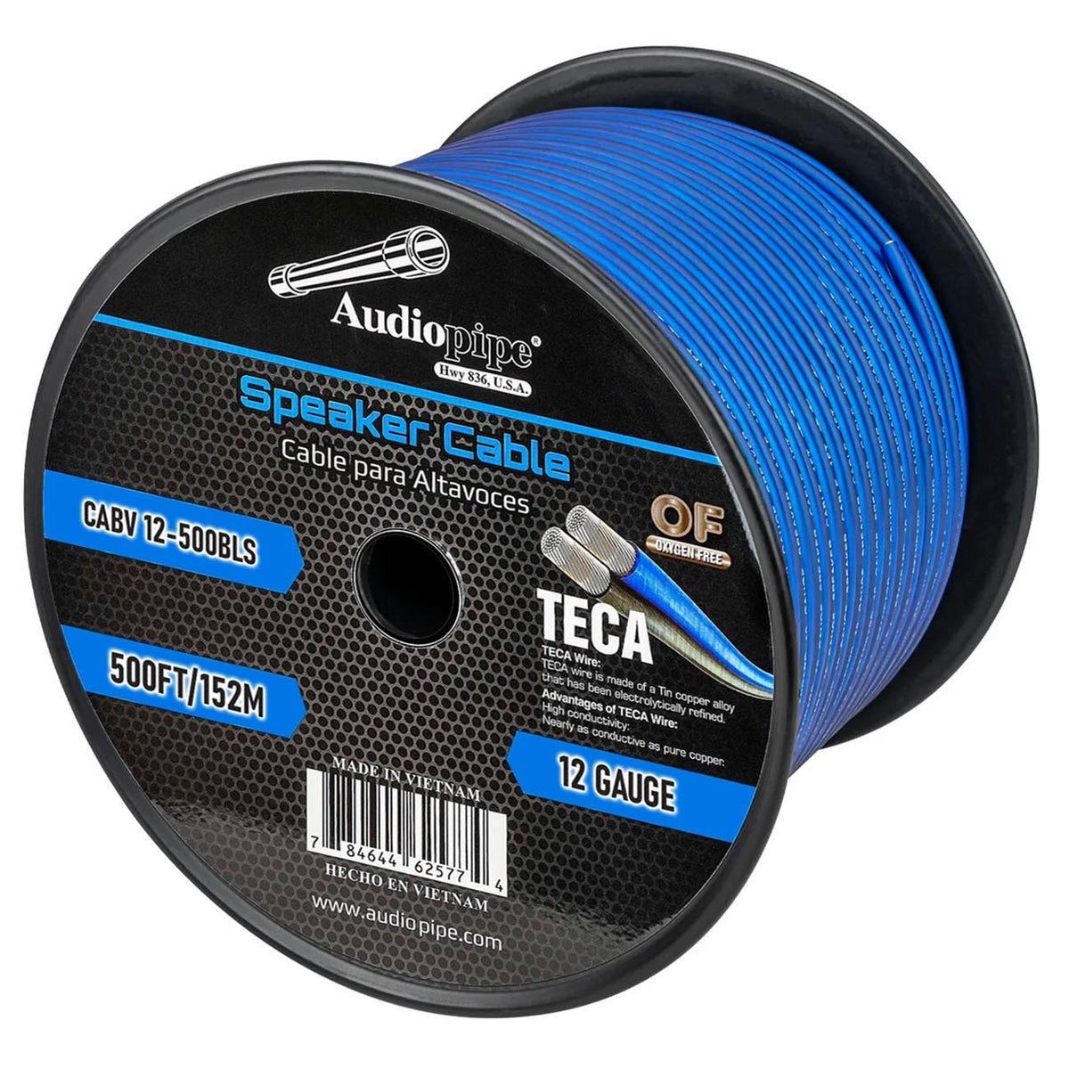 Audiopipe CCA Speaker Wire 12 Gauge 500 Foot Roll – BLUE/SILVER