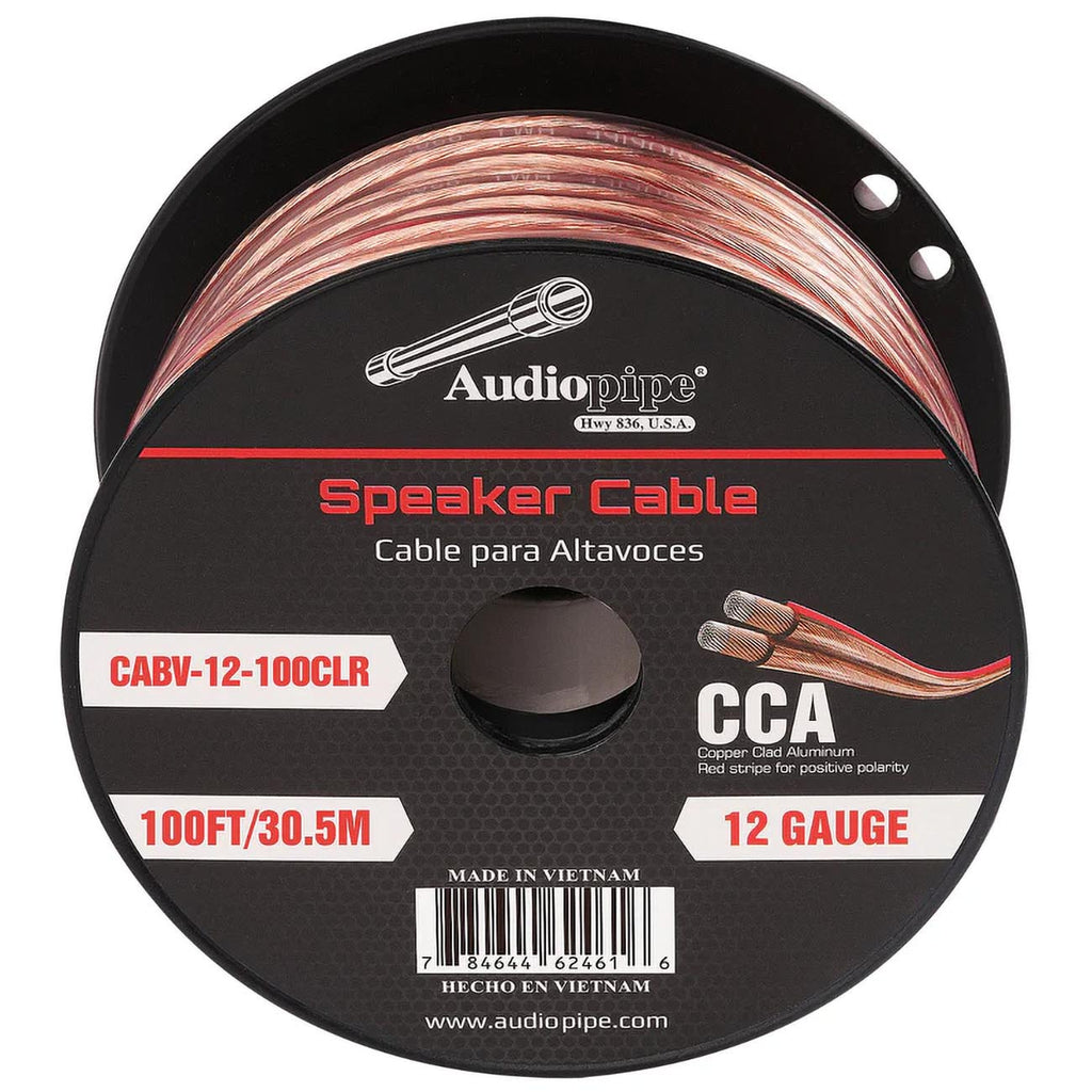 Audiopipe CCA Speaker Wire 12 Gauge 500 Foot Roll – Clear PVC