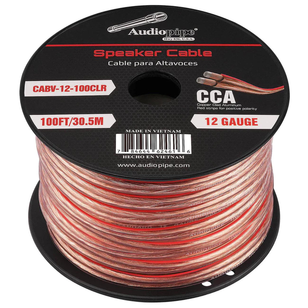 Audiopipe CCA Speaker Wire 12 Gauge 500 Foot Roll – Clear PVC