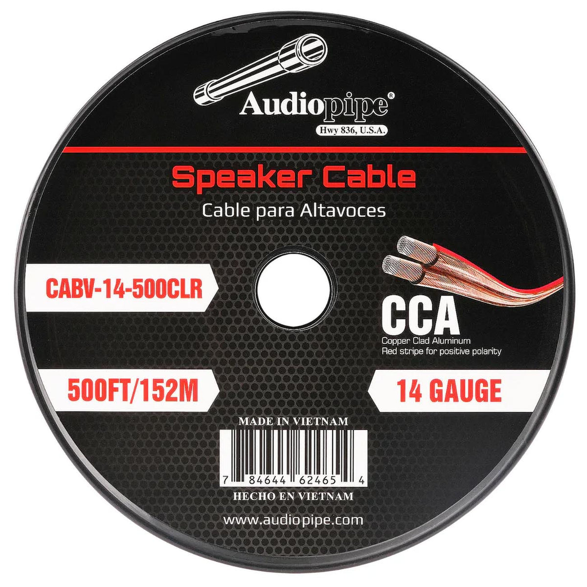 Audiopipe CCA Speaker Wire 14 Gauge 500 Foot Roll – Clear PVC